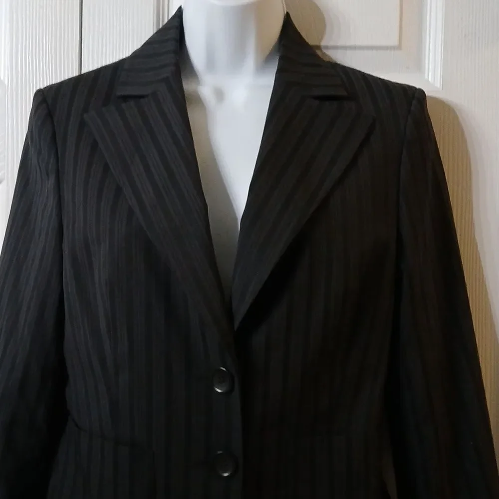 Express Design Studio black & dark blue striped button front blazer jacket Sz 4